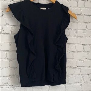 Artizia black ruffle top
